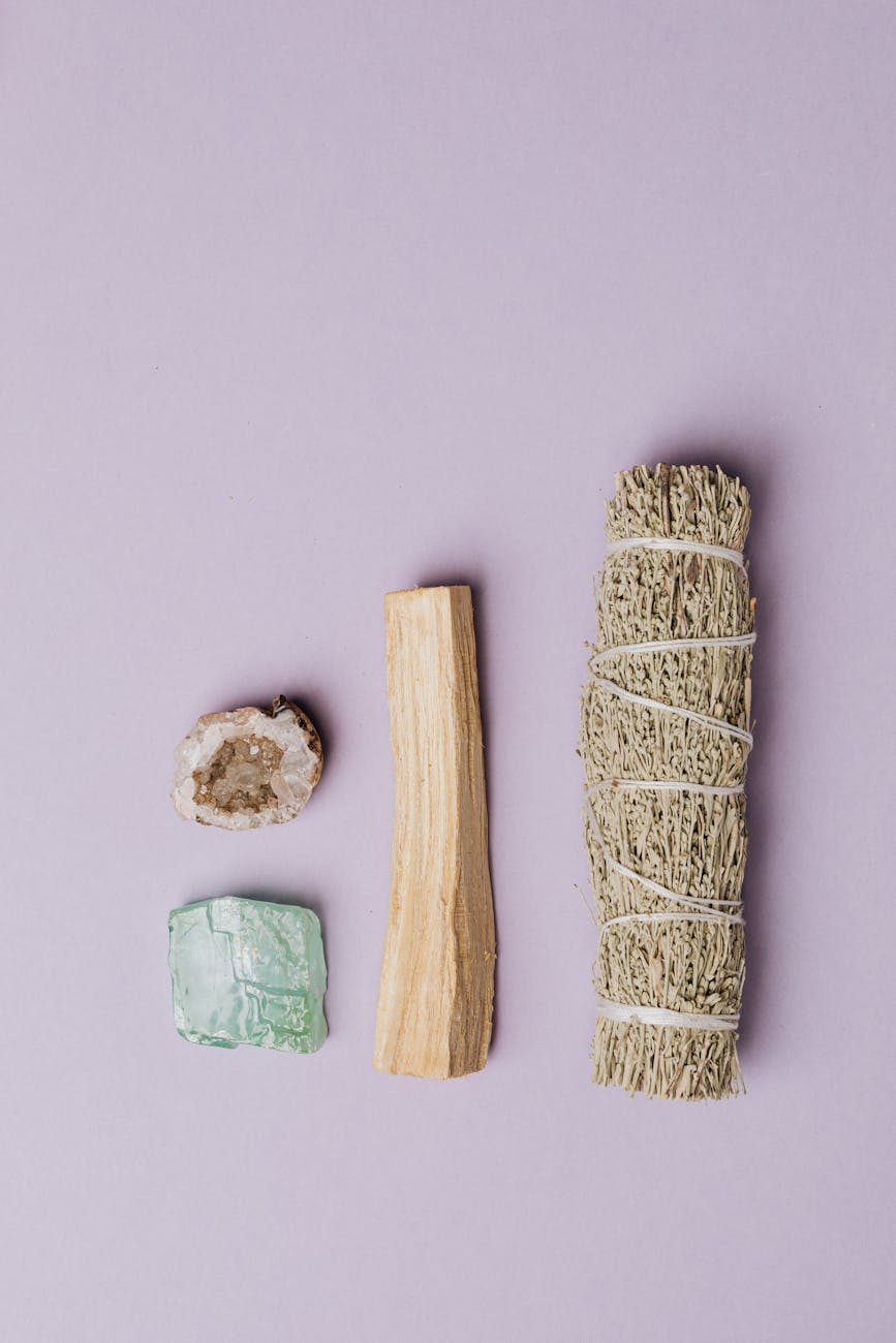 photo of sage beside palo santo